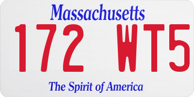 MA license plate 172WT5