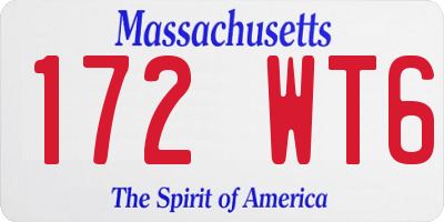 MA license plate 172WT6