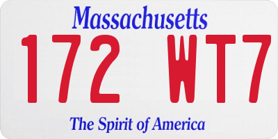 MA license plate 172WT7
