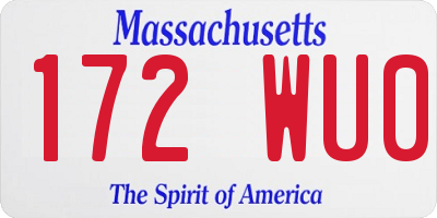 MA license plate 172WU0