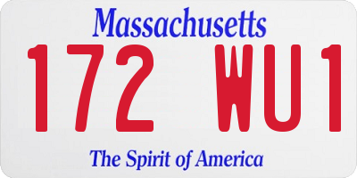 MA license plate 172WU1