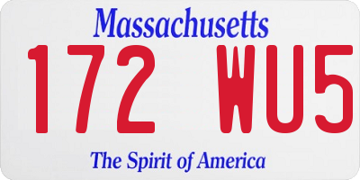 MA license plate 172WU5