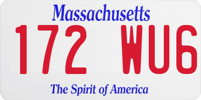 MA license plate 172WU6