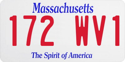 MA license plate 172WV1