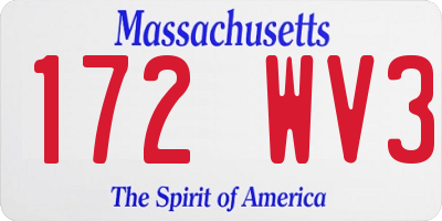 MA license plate 172WV3