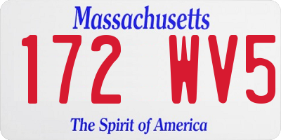MA license plate 172WV5