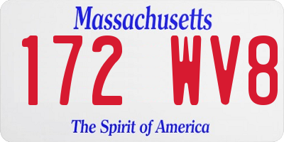 MA license plate 172WV8