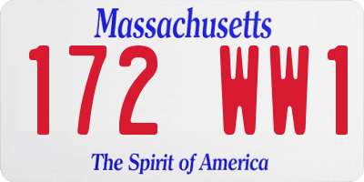 MA license plate 172WW1