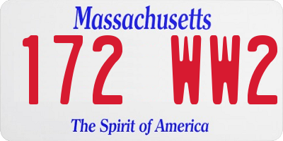 MA license plate 172WW2