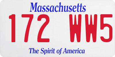 MA license plate 172WW5