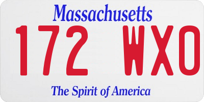 MA license plate 172WX0
