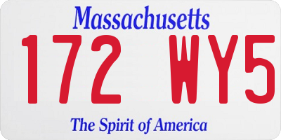 MA license plate 172WY5
