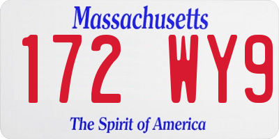 MA license plate 172WY9