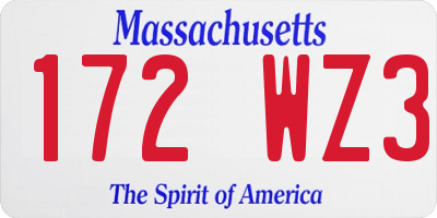 MA license plate 172WZ3