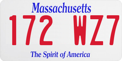 MA license plate 172WZ7