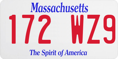 MA license plate 172WZ9