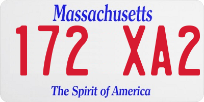 MA license plate 172XA2