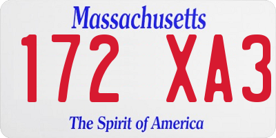MA license plate 172XA3