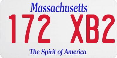 MA license plate 172XB2