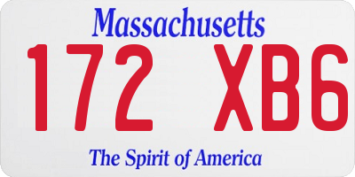 MA license plate 172XB6
