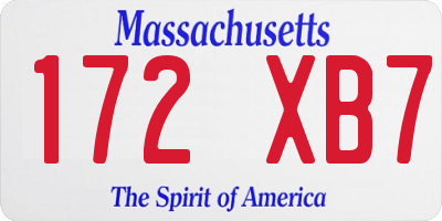 MA license plate 172XB7