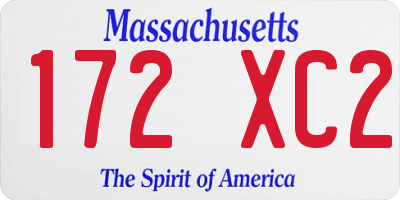 MA license plate 172XC2