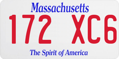 MA license plate 172XC6