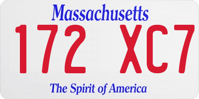 MA license plate 172XC7