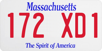 MA license plate 172XD1