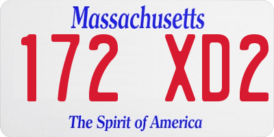 MA license plate 172XD2