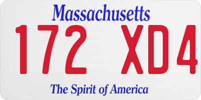 MA license plate 172XD4