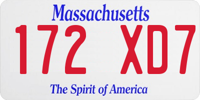 MA license plate 172XD7