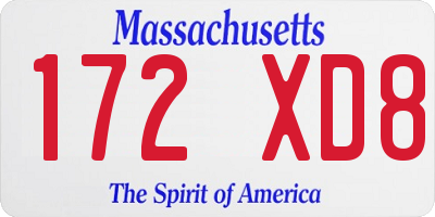 MA license plate 172XD8
