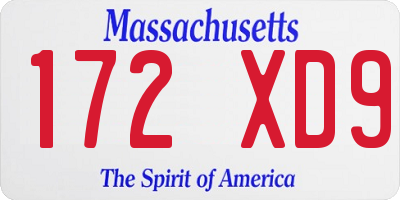 MA license plate 172XD9