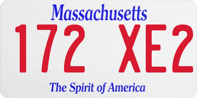 MA license plate 172XE2