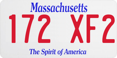 MA license plate 172XF2