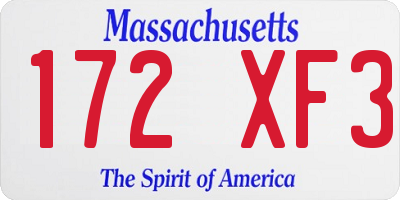 MA license plate 172XF3