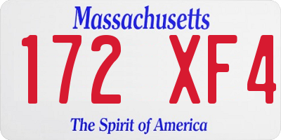 MA license plate 172XF4