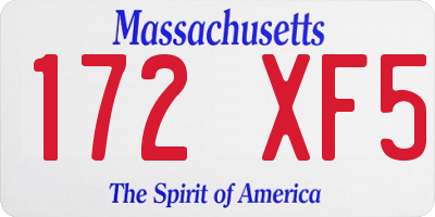 MA license plate 172XF5