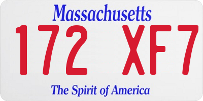 MA license plate 172XF7