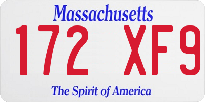 MA license plate 172XF9