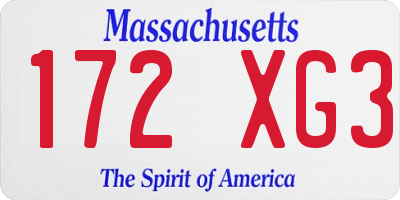 MA license plate 172XG3