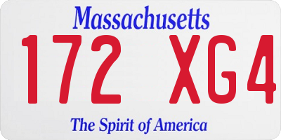 MA license plate 172XG4