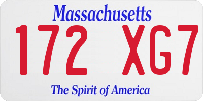 MA license plate 172XG7