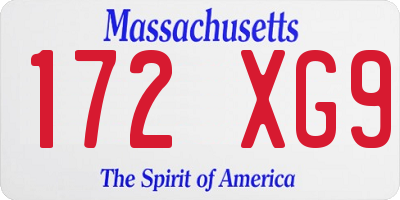 MA license plate 172XG9