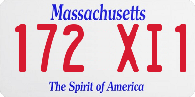 MA license plate 172XI1