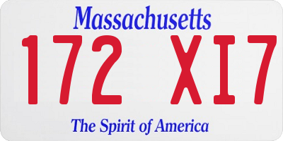 MA license plate 172XI7