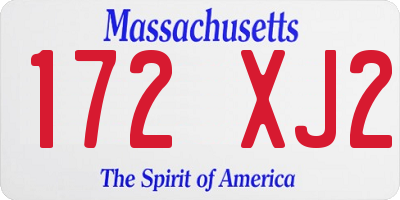 MA license plate 172XJ2