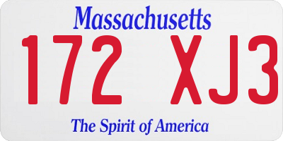 MA license plate 172XJ3