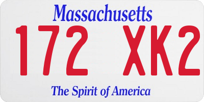 MA license plate 172XK2